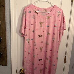 Charming Pink Women's Pajama with Cute Puppy Prints